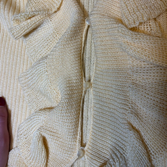 Oscar de la Renta Cream Ruffled Cardigan - Picture 3 of 6